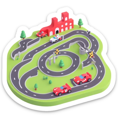 race track with racing cars sticker
