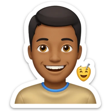 Isso agora faca esse emoji masculino com um cabelo preto baixo e um sorriso com um dente de ouro sticker