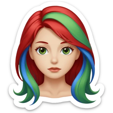 Like the first but her eye green  and blue and her hair red that brolong herwn  sticker