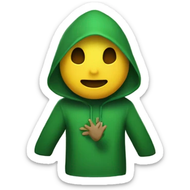 Hooded alian with green holding hands with a person sticker