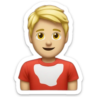 Blond guy with red tshirt with letters MAPFRE  sticker