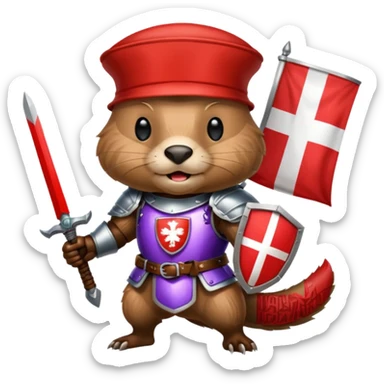 polish husaria miliatry unit but its a beaver, make him with a face like is the best fighter of all times with polish flag logo sticker