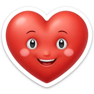 A cute red heart cartoon with a happy face, where the two top lobes of the heart are rounded and designed to look exactly like butt cheeks sticker