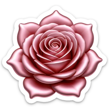 A rose emoji made of liquid silver metal minimalistic iOS emoji style, centered, sticker