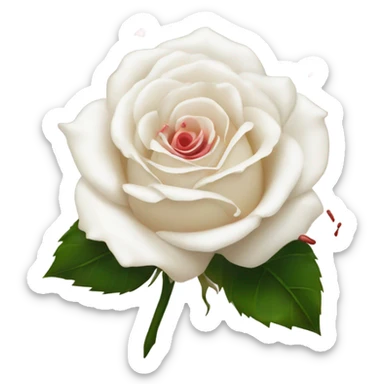 White rose flecked with red sticker