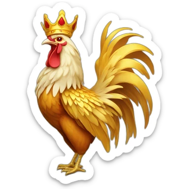 proud and howling golden phoenix rooster with a crown on its head sticker