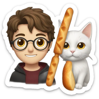 Harry Potter avec une baguette magique et un chat sticker