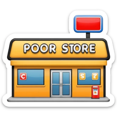 Convenience store named poor store and more sticker