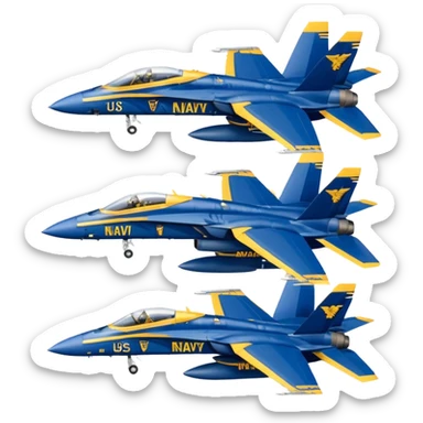 four US Navy Blue Angels f/a-18s performing diamond formation flight maneuver sticker