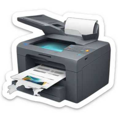 A printer with an exploded toner sticker