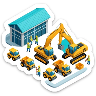 create isometric of cathay construction airport sticker