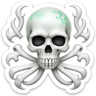 a poisonous cloud of gas, dark swamp color, with an image of a skull and two crossed bones behind the skull sticker