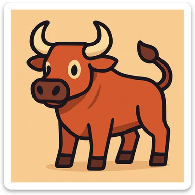 Flat toon style bull sticker