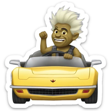 Troll driving a corvette  sticker