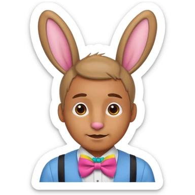 Rabbit ears and colorful bowtie wearring man sticker