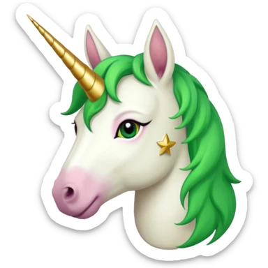 unicorn with green hair and earrings sticker