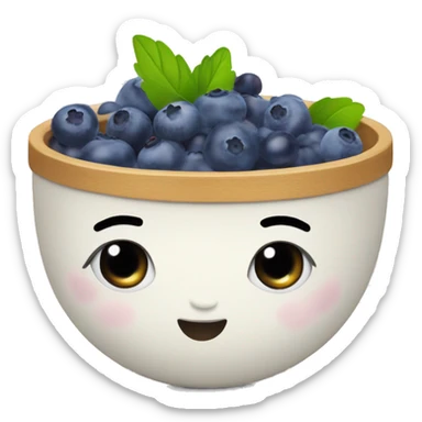 Cute yoghurt bowl with blueberries  sticker