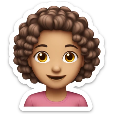 pink and lon haired girl with brown eyes and smiling sticker