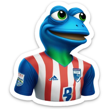 blue pepe frog in soccer jersey sticker