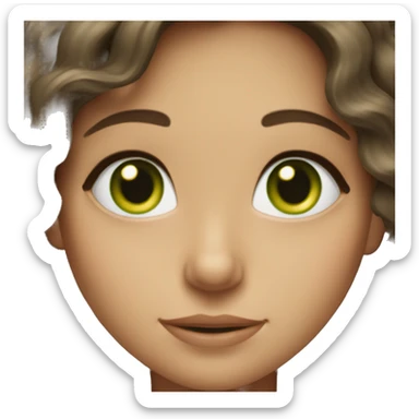 Brunette girl with wavy hair and green eyes sticker