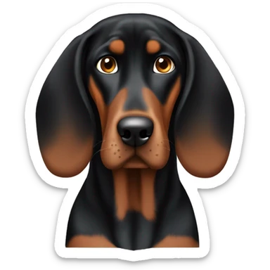 Black and brown coonhound with floppy ears sticker