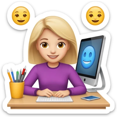 HR girl emoji at a desk sticker