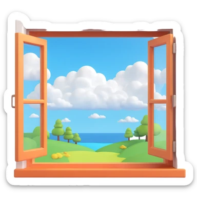 a big full width/height window with a idyllic scenery skylight and clouds visible sticker