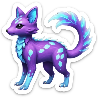 Rare realistic purple indigo violet nebulae shiny sparkly dark-neon glowing bioluminescent edgy badass epic pretty beautiful handsome gorgeous aesthetic colorful vibrant Vernid-Trico-species-Fakemon-creature by LiLaiRa, 4 legs, 1 tail, random markings, (full body) sticker