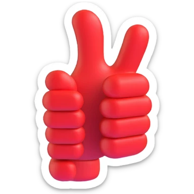A 3D thumbs up emoji, Microsoft Fluent style, red color sticker