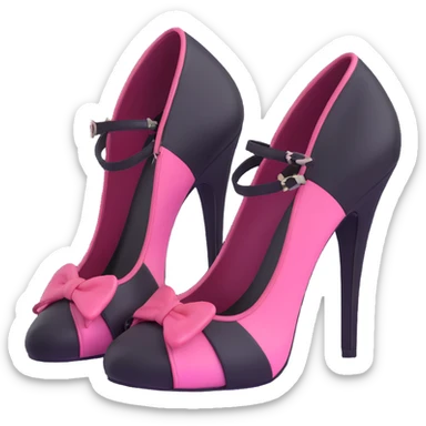 BLACKPINK-inspired gothic shoes, no hearts, black and pink, cute  sticker