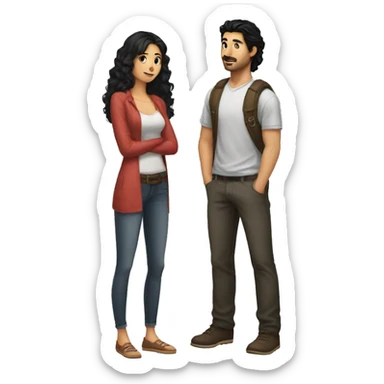Claire(black hair) is talking to her boyfriend Nick(Turkish) at the university  sticker