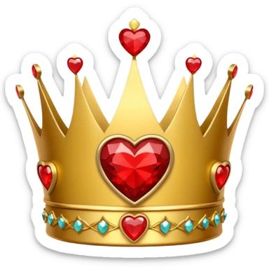 A crown with red hearts as gems sunflower  sticker