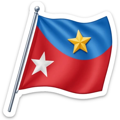 Bandeira vermelha, com uma faixa branca na diagonal, e uma estrela azul no meio sticker