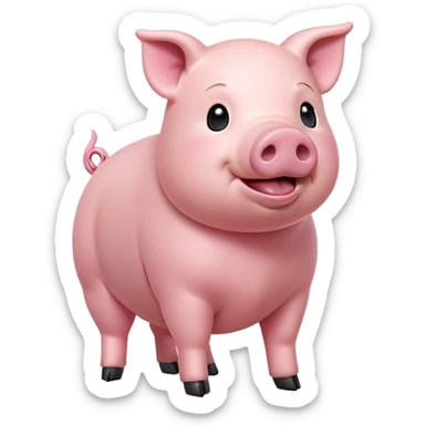 cinematic-[realistic pig]-realistic-full-body-standing-emoji,-tail-flicking-lazily,-head-tilted-dramatically,-sleek-[pink]-skin,-simplified-yet-realistic-focused-features,-highly-detailed,-glowing-with-an-almost-sarcastic-glow sticker