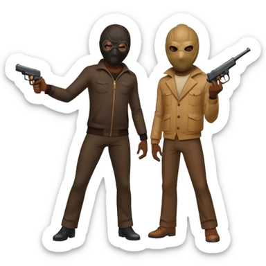 Chicago savage standing over his opposition pointing his gun and put one of those old 1970 burglary shisty mask sticker