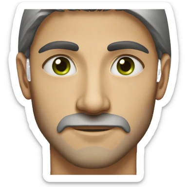 High details of man with iranian features a jewish nose green eyes and olive skin thin body and long black straight hair sticker