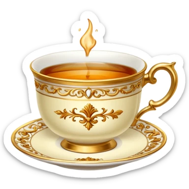 victorian teacup with tea sticker