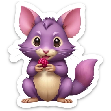 Rattata, sitting and nibbling on a berry, cute and playful sticker