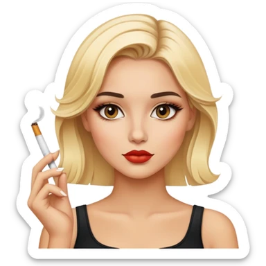 blonde gorgeous girl with latina makeup smoking a cigarette  sticker