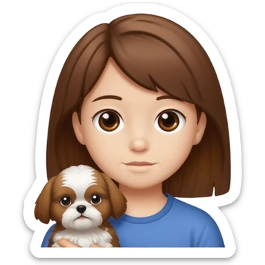 Kid with his shitzu, with brown hair sticker