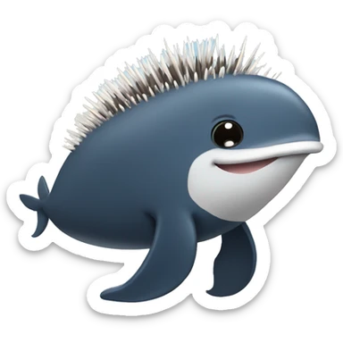 A whale and a porcupine morphed into one animal sticker