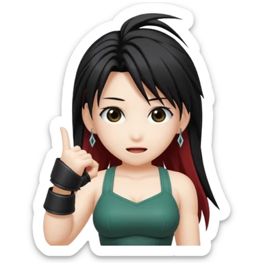 j'aimerai des emotes en lien avec tifa de final fantasy 7 en mode fantaisie mignon qui est joyeux  sticker