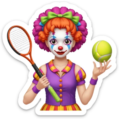 tennis player female clown sticker