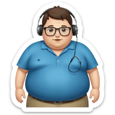 Hombre nerd obeso mórbido con la barriga saliendo de la camisa sticker
