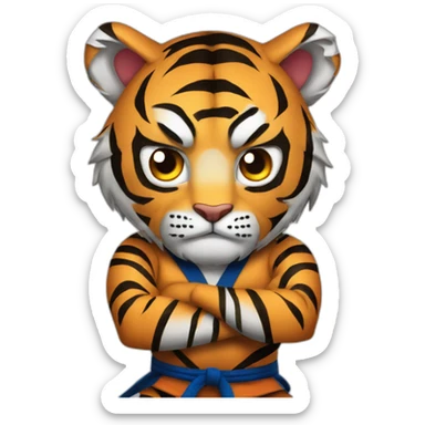 Tiger with evil face   jiu jitsu with his arms crossed sticker