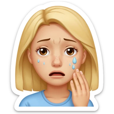 Girl crying with acne pimples in her face sticker