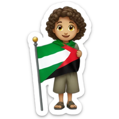 Un enfant qui tien le drapeau de la palestine  sticker