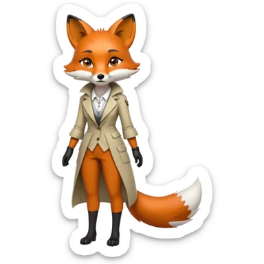 extremely sad crying anthropomorphised female fox in stylish outfit, no sunglasses, looking to the left, poor posture, full-body view sticker