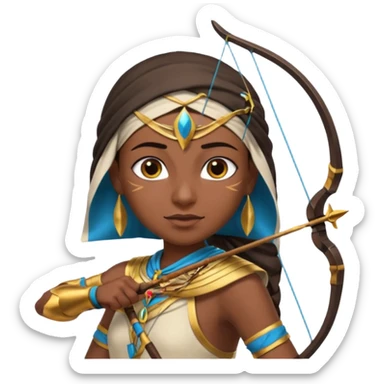 Emoji portrait of an Egyptian archer. Headcloth, bow and arrow, focused expression. sticker