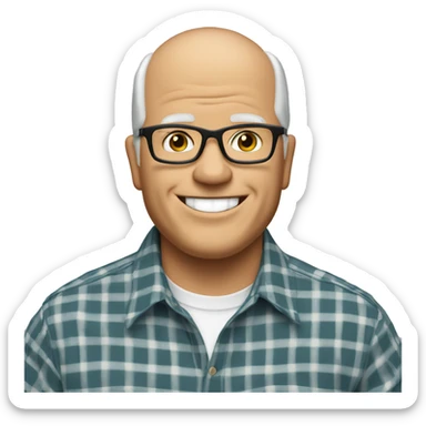 Tim Walz wearing a plaid shirt & smiling sticker